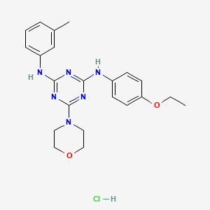 molecular formula C22H27ClN6O2 B2973193 N2-(4-ethoxyphenyl)-6-morpholino-N4-(m-tolyl)-1,3,5-triazine-2,4-diamine hydrochloride CAS No. 1179446-91-3