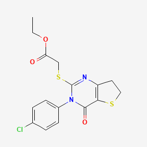 Ethyl 2-((3-(4-chlorophenyl)-4-oxo-3,4,6,7-tetrahydrothieno[3,2-d]pyrimidin-2-yl)thio)acetate