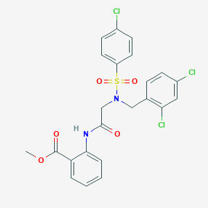molecular formula C23H19Cl3N2O5S B297321 Methyl 2-({[[(4-chlorophenyl)sulfonyl](2,4-dichlorobenzyl)amino]acetyl}amino)benzoate 
