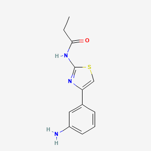 molecular formula C12H13N3OS B2973211 N-[4-(3-氨基苯基)-1,3-噻唑-2-基]丙酰胺 CAS No. 952917-12-3