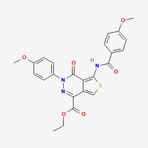 molecular formula C24H21N3O6S B2973215 5-[(4-甲氧基苯甲酰)氨基]-3-(4-甲氧基苯基)-4-氧代噻吩并[3,4-d]哒嗪-1-羧酸乙酯 CAS No. 851951-81-0