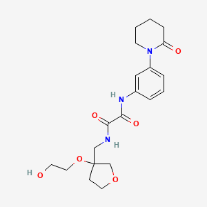 molecular formula C20H27N3O6 B2973228 N1-((3-(2-hydroxyethoxy)tetrahydrofuran-3-yl)methyl)-N2-(3-(2-oxopiperidin-1-yl)phenyl)oxalamide CAS No. 2320536-09-0