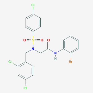 molecular formula C21H16BrCl3N2O3S B297323 N-(2-bromophenyl)-2-[[(4-chlorophenyl)sulfonyl](2,4-dichlorobenzyl)amino]acetamide 