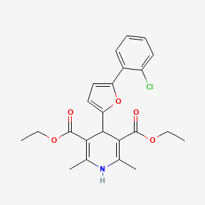 molecular formula C23H24ClNO5 B2973239 3,5-Diethyl 4-[5-(2-chlorophenyl)furan-2-yl]-2,6-dimethyl-1,4-dihydropyridine-3,5-dicarboxylate CAS No. 136565-35-0