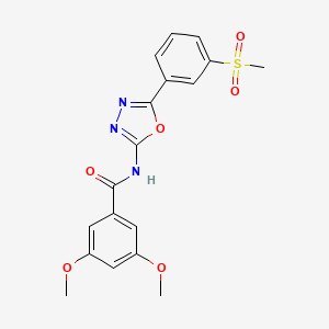 molecular formula C18H17N3O6S B2973240 3,5-二甲氧基-N-[5-(3-甲基磺酰基苯基)-1,3,4-恶二唑-2-基]苯甲酰胺 CAS No. 886927-93-1