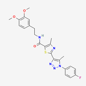 molecular formula C24H24FN5O3S B2973245 N-[2-(3,4-二甲氧基苯基)乙基]-2-[1-(4-氟苯基)-5-甲基-1H-1,2,3-三唑-4-基]-4-甲基-1,3-噻唑-5-甲酰胺 CAS No. 1207038-96-7