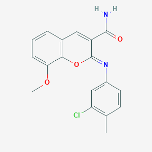 molecular formula C18H15ClN2O3 B2973252 (2Z)-2-[(3-chloro-4-methylphenyl)imino]-8-methoxy-2H-chromene-3-carboxamide CAS No. 1327195-75-4