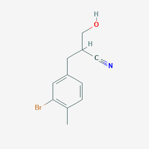 molecular formula C11H12BrNO B2973261 2-[(3-Bromo-4-methylphenyl)methyl]-3-hydroxypropanenitrile CAS No. 1909316-52-4
