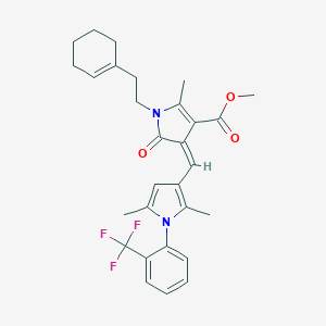 molecular formula C29H31F3N2O3 B297327 methyl 1-[2-(1-cyclohexen-1-yl)ethyl]-4-({2,5-dimethyl-1-[2-(trifluoromethyl)phenyl]-1H-pyrrol-3-yl}methylene)-2-methyl-5-oxo-4,5-dihydro-1H-pyrrole-3-carboxylate 