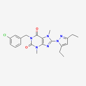 molecular formula C21H23ClN6O2 B2973273 1-(3-chlorobenzyl)-8-(3,5-diethyl-1H-pyrazol-1-yl)-3,7-dimethyl-1H-purine-2,6(3H,7H)-dione CAS No. 1014029-72-1