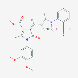 molecular formula C29H27F3N2O5 B297328 methyl (4Z)-1-(3,4-dimethoxyphenyl)-4-({2,5-dimethyl-1-[2-(trifluoromethyl)phenyl]-1H-pyrrol-3-yl}methylidene)-2-methyl-5-oxo-4,5-dihydro-1H-pyrrole-3-carboxylate 