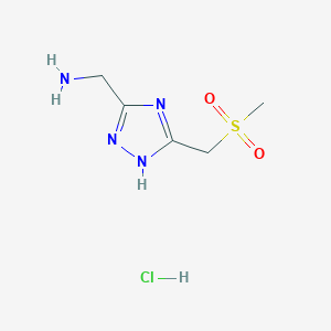 molecular formula C5H11ClN4O2S B2973296 [5-(Methanesulfonylmethyl)-4H-1,2,4-triazol-3-yl]methanamine hydrochloride CAS No. 2126161-63-3