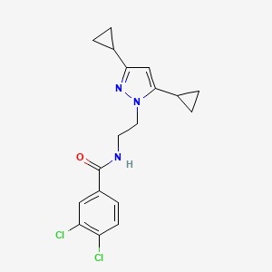 molecular formula C18H19Cl2N3O B2973322 3,4-dichloro-N-(2-(3,5-dicyclopropyl-1H-pyrazol-1-yl)ethyl)benzamide CAS No. 2320959-30-4