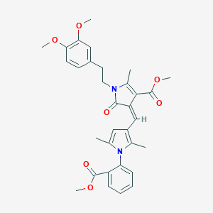 molecular formula C32H34N2O7 B297333 methyl (4Z)-1-[2-(3,4-dimethoxyphenyl)ethyl]-4-({1-[2-(methoxycarbonyl)phenyl]-2,5-dimethyl-1H-pyrrol-3-yl}methylidene)-2-methyl-5-oxo-4,5-dihydro-1H-pyrrole-3-carboxylate 