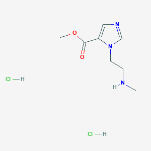 molecular formula C8H15Cl2N3O2 B2973330 Methyl 3-[2-(methylamino)ethyl]imidazole-4-carboxylate;dihydrochloride CAS No. 2490406-77-2