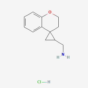molecular formula C12H16ClNO B2973336 Spiro[2,3-dihydrochromene-4,2'-cyclopropane]-1'-ylmethanamine;hydrochloride CAS No. 2361674-58-8