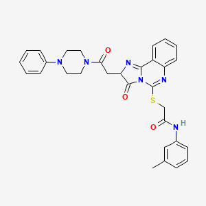 molecular formula C31H30N6O3S B2973357 N-(3-methylphenyl)-2-({3-oxo-2-[2-oxo-2-(4-phenylpiperazin-1-yl)ethyl]-2H,3H-imidazo[1,2-c]quinazolin-5-yl}sulfanyl)acetamide CAS No. 1173726-56-1