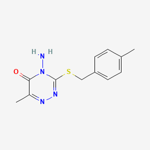 molecular formula C12H14N4OS B2973362 4-Amino-6-methyl-3-[(4-methylphenyl)methylsulfanyl]-1,2,4-triazin-5-one CAS No. 869068-00-8