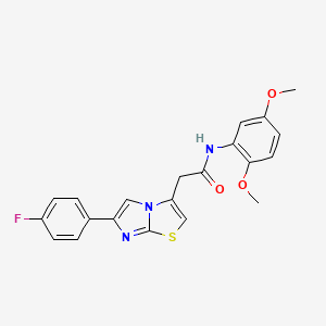 molecular formula C21H18FN3O3S B2973369 N-(2,5-dimethoxyphenyl)-2-(6-(4-fluorophenyl)imidazo[2,1-b]thiazol-3-yl)acetamide CAS No. 897464-88-9