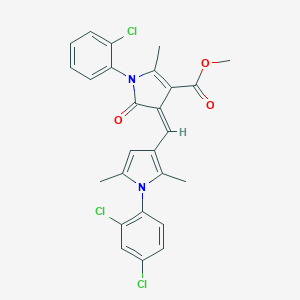 molecular formula C26H21Cl3N2O3 B297337 methyl (4Z)-1-(2-chlorophenyl)-4-{[1-(2,4-dichlorophenyl)-2,5-dimethyl-1H-pyrrol-3-yl]methylidene}-2-methyl-5-oxo-4,5-dihydro-1H-pyrrole-3-carboxylate 