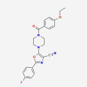 molecular formula C23H21FN4O3 B2973372 5-(4-(4-Ethoxybenzoyl)piperazin-1-yl)-2-(4-fluorophenyl)oxazole-4-carbonitrile CAS No. 946244-75-3
