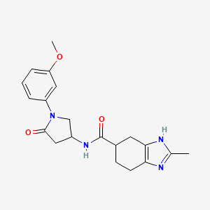 molecular formula C20H24N4O3 B2973374 N-(1-(3-methoxyphenyl)-5-oxopyrrolidin-3-yl)-2-methyl-4,5,6,7-tetrahydro-1H-benzo[d]imidazole-5-carboxamide CAS No. 2034254-43-6