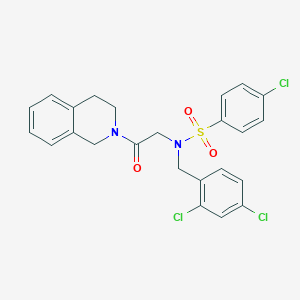 molecular formula C24H21Cl3N2O3S B297338 4-chloro-N-(2,4-dichlorobenzyl)-N-[2-(3,4-dihydro-2(1H)-isoquinolinyl)-2-oxoethyl]benzenesulfonamide 