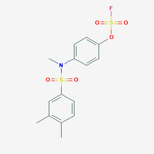 molecular formula C15H16FNO5S2 B2973390 4-[(4-Fluorosulfonyloxyphenyl)-methylsulfamoyl]-1,2-dimethylbenzene CAS No. 2411221-47-9