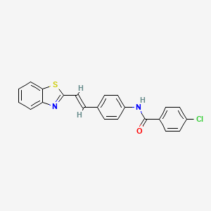molecular formula C22H15ClN2OS B2973392 N-{4-[(E)-2-(1,3-benzothiazol-2-yl)ethenyl]phenyl}-4-chlorobenzamide CAS No. 478050-02-1