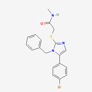 molecular formula C19H18BrN3OS B2973396 2-((1-benzyl-5-(4-bromophenyl)-1H-imidazol-2-yl)thio)-N-methylacetamide CAS No. 1207040-90-1