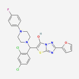 molecular formula C25H20Cl2FN5O2S B2973405 5-((2,4-二氯苯基)(4-(4-氟苯基)哌嗪-1-基)甲基)-2-(呋喃-2-基)噻唑并[3,2-b][1,2,4]三唑-6-醇 CAS No. 887222-97-1