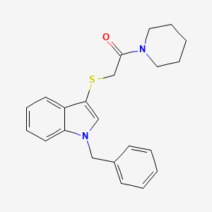 molecular formula C22H24N2OS B2973411 2-((1-benzyl-1H-indol-3-yl)thio)-1-(piperidin-1-yl)ethanone CAS No. 681273-48-3