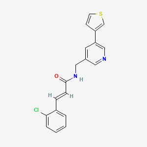 (E)-3-(2-chlorophenyl)-N-((5-(thiophen-3-yl)pyridin-3-yl)methyl)acrylamide