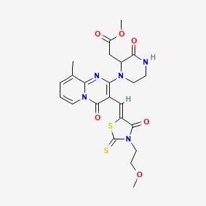 (Z)-methyl 2-(1-(3-((3-(2-methoxyethyl)-4-oxo-2-thioxothiazolidin-5-ylidene)methyl)-9-methyl-4-oxo-4H-pyrido[1,2-a]pyrimidin-2-yl)-3-oxopiperazin-2-yl)acetate