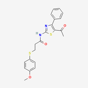 molecular formula C21H20N2O3S2 B2973484 N-(5-acetyl-4-phenylthiazol-2-yl)-3-((4-methoxyphenyl)thio)propanamide CAS No. 941908-72-1