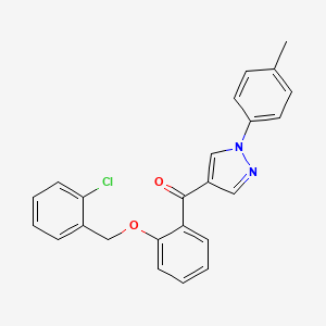 molecular formula C24H19ClN2O2 B2973492 {2-[(2-chlorobenzyl)oxy]phenyl}[1-(4-methylphenyl)-1H-pyrazol-4-yl]methanone CAS No. 956779-42-3