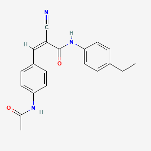 molecular formula C20H19N3O2 B2973496 (Z)-3-(4-Acetamidophenyl)-2-cyano-N-(4-ethylphenyl)prop-2-enamide CAS No. 748779-50-2