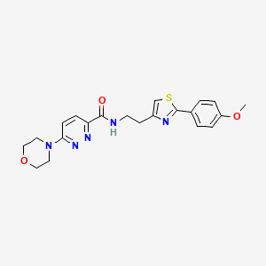molecular formula C21H23N5O3S B2973497 N-(2-(2-(4-methoxyphenyl)thiazol-4-yl)ethyl)-6-morpholinopyridazine-3-carboxamide CAS No. 1396565-57-3
