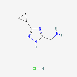 molecular formula C6H11ClN4 B2973517 (3-cyclopropyl-1H-1,2,4-triazol-5-yl)methanamine hydrochloride CAS No. 1820707-11-6