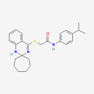 N-(4-propan-2-ylphenyl)-2-spiro[1H-quinazoline-2,1'-cycloheptane]-4-ylsulfanylacetamide