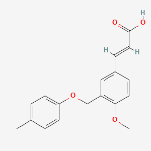 molecular formula C18H18O4 B2973534 3-(4-甲氧基-3-((对甲苯氧基)甲基)苯基)丙烯酸 CAS No. 512809-27-7