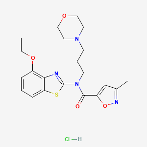 molecular formula C21H27ClN4O4S B2973538 N-(4-ethoxybenzo[d]thiazol-2-yl)-3-methyl-N-(3-morpholinopropyl)isoxazole-5-carboxamide hydrochloride CAS No. 1189965-42-1