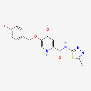 molecular formula C16H13FN4O3S B2973544 5-((4-fluorobenzyl)oxy)-N-(5-methyl-1,3,4-thiadiazol-2-yl)-4-oxo-1,4-dihydropyridine-2-carboxamide CAS No. 1021261-64-2