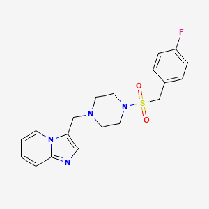 molecular formula C19H21FN4O2S B2973545 3-((4-((4-Fluorobenzyl)sulfonyl)piperazin-1-yl)methyl)imidazo[1,2-a]pyridine CAS No. 1421482-40-7