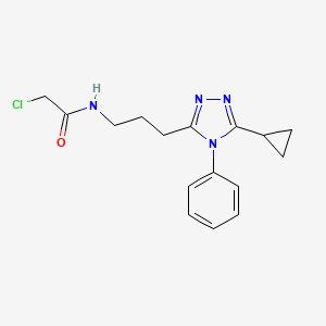 molecular formula C16H19ClN4O B2973546 2-Chloro-N-[3-(5-cyclopropyl-4-phenyl-1,2,4-triazol-3-yl)propyl]acetamide CAS No. 2411294-57-8