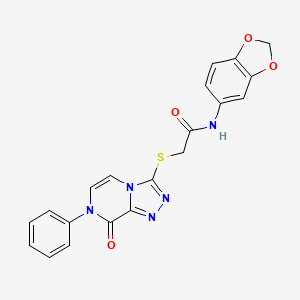 molecular formula C20H15N5O4S B2973548 N-1,3-benzodioxol-5-yl-2-[(8-oxo-7-phenyl-7,8-dihydro[1,2,4]triazolo[4,3-a]pyrazin-3-yl)thio]acetamide CAS No. 1296344-04-1