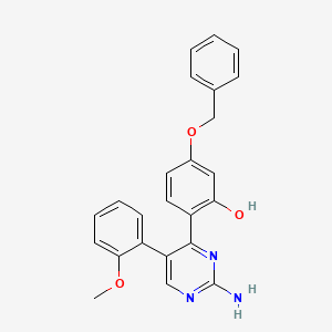 molecular formula C24H21N3O3 B2973554 2-(2-Amino-5-(2-methoxyphenyl)pyrimidin-4-yl)-5-(benzyloxy)phenol CAS No. 877804-67-6