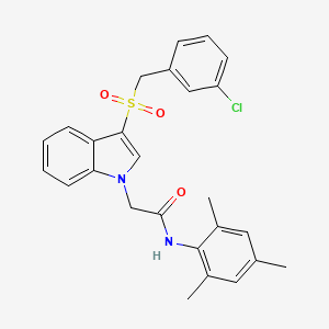molecular formula C26H25ClN2O3S B2973556 2-(3-((3-chlorobenzyl)sulfonyl)-1H-indol-1-yl)-N-mesitylacetamide CAS No. 893286-38-9