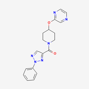 molecular formula C18H18N6O2 B2973564 (2-phenyl-2H-1,2,3-triazol-4-yl)(4-(pyrazin-2-yloxy)piperidin-1-yl)methanone CAS No. 1448126-07-5