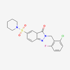 molecular formula C19H19ClFN3O3S B2973566 2-(2-chloro-6-fluorobenzyl)-5-(piperidin-1-ylsulfonyl)-2H-indazol-3(3aH)-one CAS No. 1448068-75-4